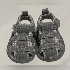 First Steps grey & white shoes Sz 1 (0-3mo)